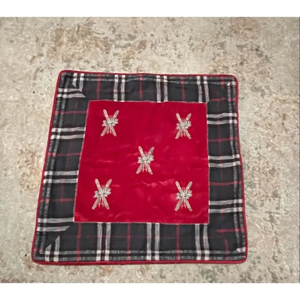 Pottery Barn Ski Velvet Plaid Pillow Cover